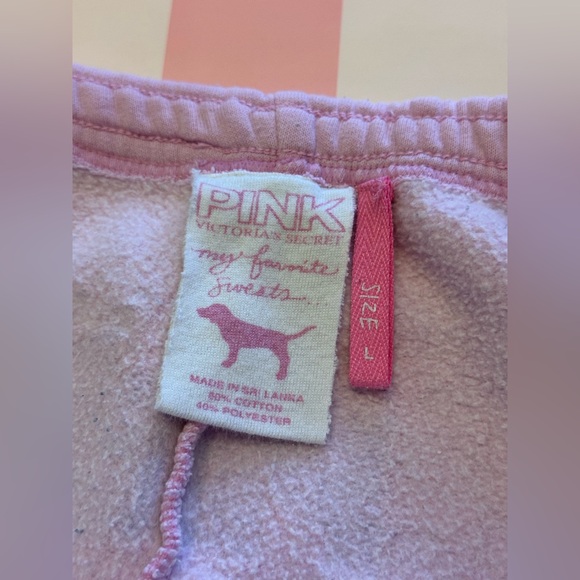 VS PINK VINTAGE Y2K SET HOODIE & SWEATPANTS TRUE PINK LOVE OMBRÉ DOG HEARTS RARE - Picture 13 of 15